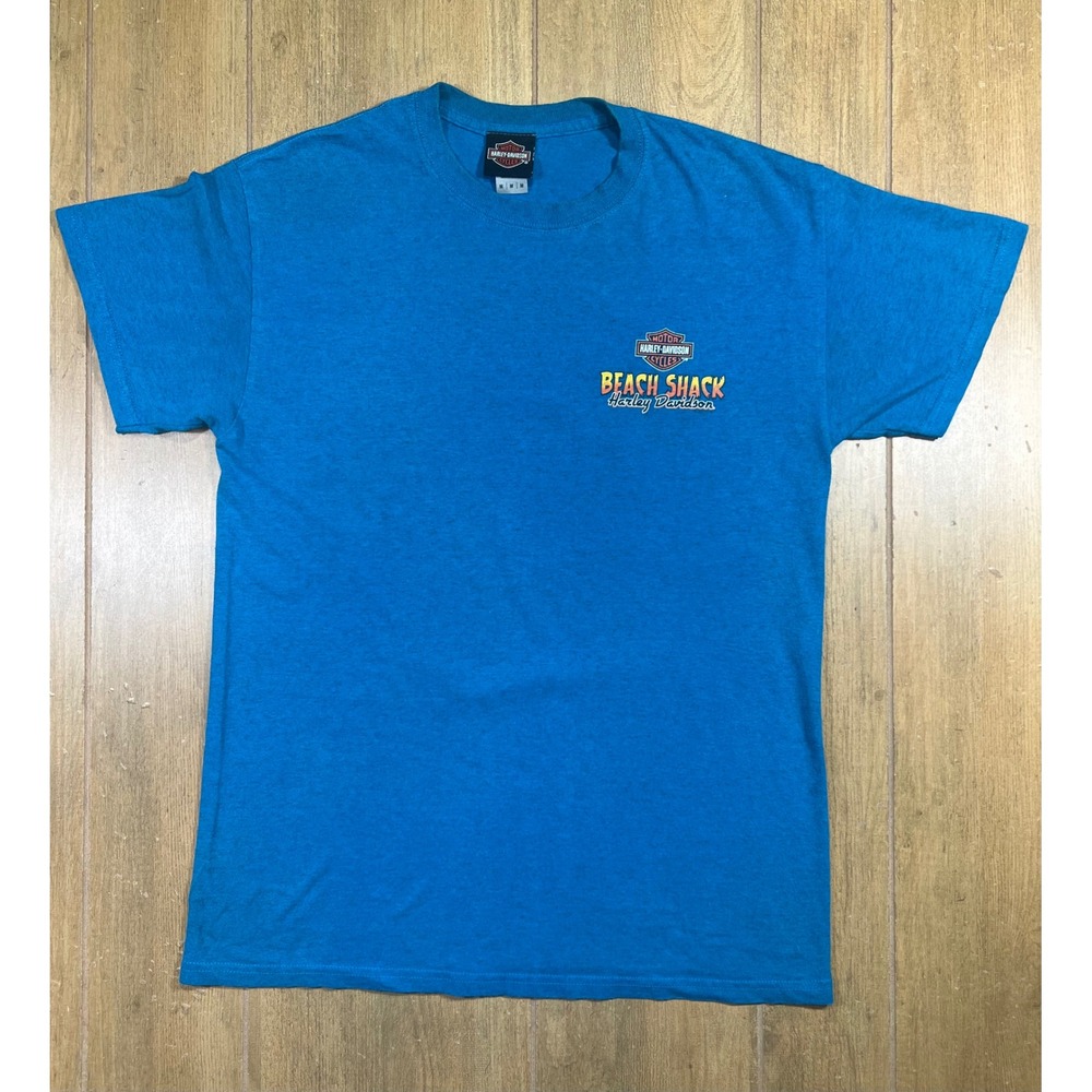 Harley Davidson Beach Shack Panama City Beach Florida Blue Graphic T-Shirt M